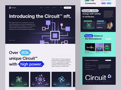 Circuit - NFT Gaming Platform Website blue branding contemporary crypto dark design exploration game gaming landing page layout nft nfts purple ui webdesign website