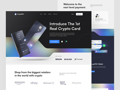 CryptPAY - Crypto card landing page blur branding card clean credit card crypto design exploration futuristic landing page layout modern ui webdesign website