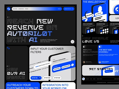 CallendAI - Autopilot customer revenue tool landing page ai block branding calendar design futristic futurism graphic design grid landing landing page meeting modern modernism modernist web webdesign website