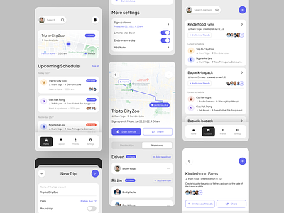 Private carpool sharing app concept