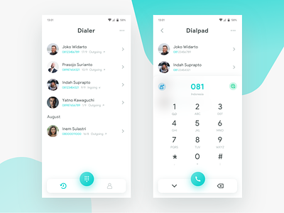 Dialer app Light | Exploration android app call dial phone ui