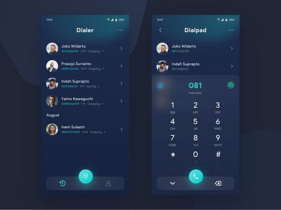 Dialer app Dark | Exploration android app call dial phone ui
