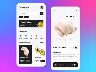Weekly exploration 01 - Marketplace UI Design For Daily Needs app categories daily design exploration fresh home ingredients market marketplace mobile needs product details products recomendation sell ui uiux ux