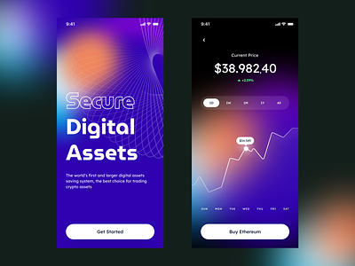 Trading Crypto - Mobile App app asset binance bitcoin blockchain coin crypto cryptocurrency dark ethereum exchange investment modern nft token trade trading ui ux wallet