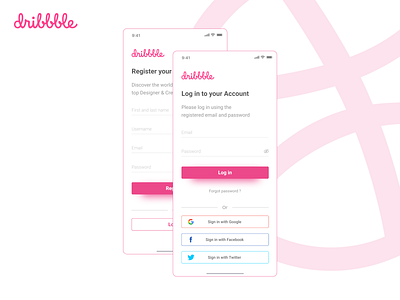 Dribbble Log in Screen