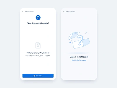 Download page ☁️ app design document download file icon illustration interface minimal oops payfit product ui ux zip