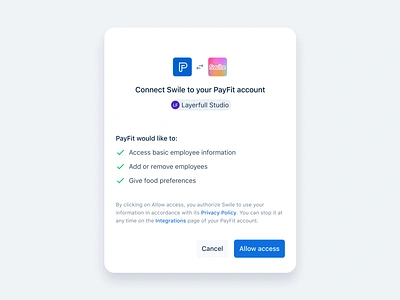 Integrations 🔗 access api app card design integrations interface logo minimal modal payfit product responsive saas ui ux