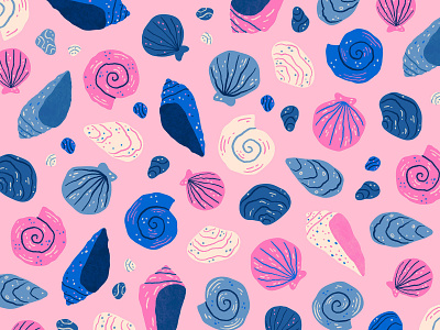 Seashells pattern design fabrics illustration ocean pattern seashell surface wallpaper