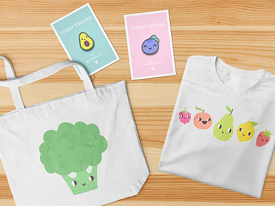 Cute funny fruits apple berry broccoli comic design enamel fruit fruits funny peach pear pin pin design print tote totebag tshirt vector vegetable veggie