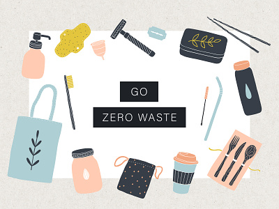 Go zero waste eco friendly eco living ecology illustration reduce reusable reuse vector vector artwork zero waste