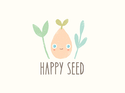 Logo for Happy Seed cafe catering food hand drawn illustration logo logotype vegan