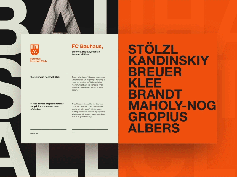 Bauhaus FC Website concept animation design fashion football helvetica minimal modern motion red site swiss typography ui ux