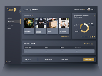 Rosetta Stone Redesign Exploration dashboard design desktop language learn portal redesign ui ui ux web web app