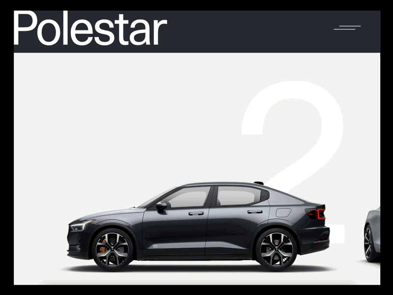 Polestar menu 3d animation dailyui design graphic design minimalist motion graphics nft ui ux web website