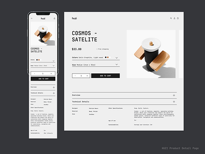 Huzi Design Product Detail Page branding dailyui design illustration logo ui ux vector web website