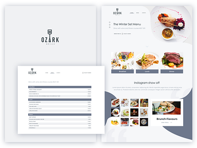 Ozark Grill Menu and Website Layout