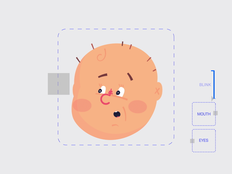 Ollie's Rigged Head character head illustration joysticks parallax rig sliders