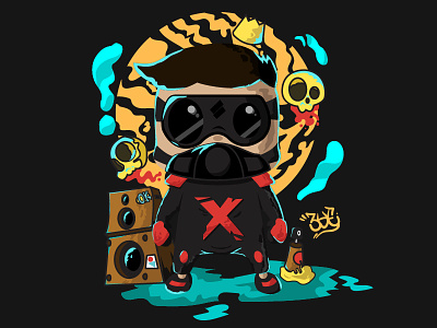 Xoon Mike ai character design dark side digital art dribbbler illustration music myanmar ninja skull