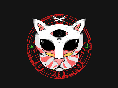 House Of Cat 420 badge cat illustration character devil illustration joint myanmar photoshop weed