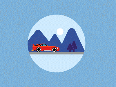 Moonlight Car adobeillustrator car design fir tree first thing illustration moonlight mountain