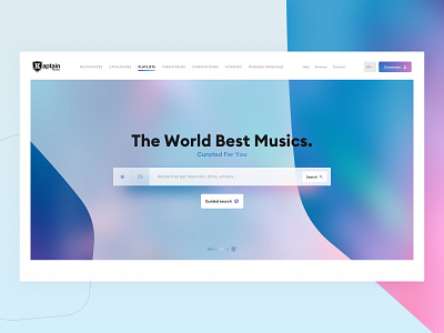 Kaptain Music - Music Library Homepage 🎵 album album cover colorful cover gradient interface library music playlist shield song titles ui webdesign website website design