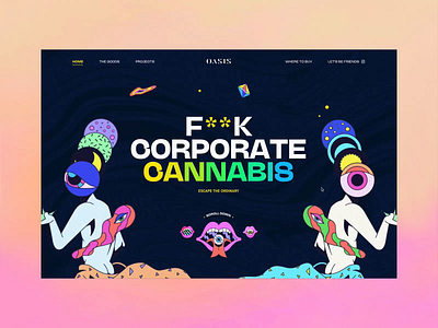 Oasis Cannabis Homepage Animation art direction bold cannabis colorful edibles fwa gummies homepage illustration interaction product psychedelic transition trippy ui webdesign weed