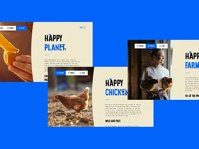 Crazy About Eggs - Layouts art direction bio chicken colorful delicious egg food fun homepage illustration interaction layout mobile organic planet responsive ui webdesign