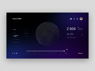 🌍 Francetv360 - Night version earth explore filter francetv gradient location night timeline user