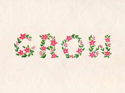 Grow lettering watercolor