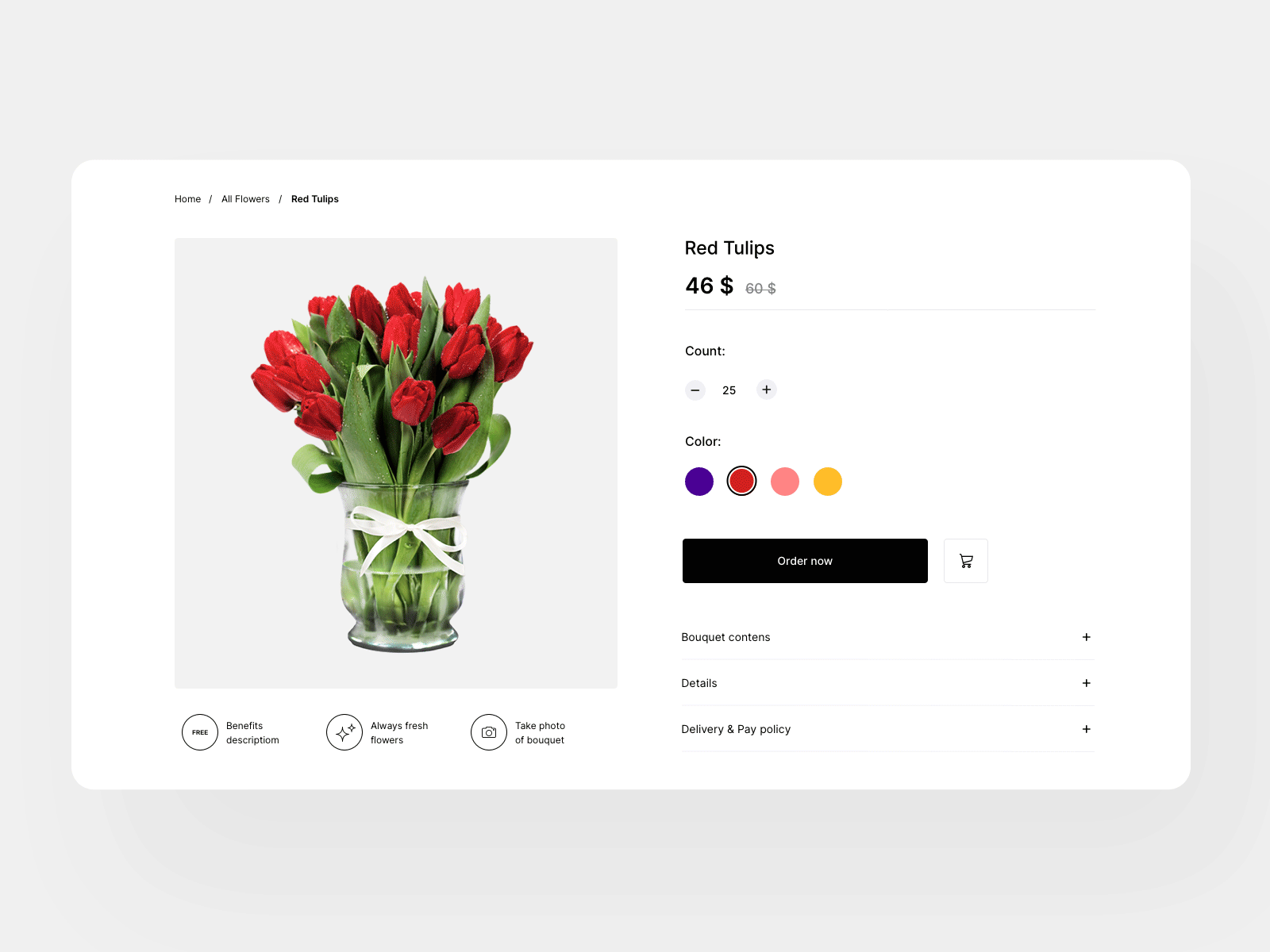 🌷 Product card | Flower store clean e commerce flower gif light product card product page store ui web webdesign