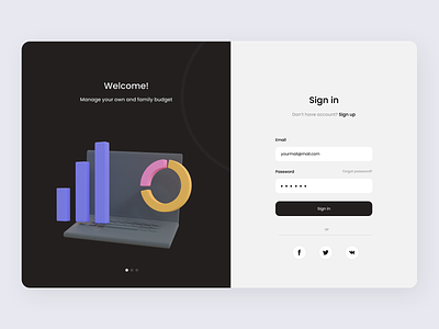 ⚡Budget Manager | Sign In 3d form sign in sign up ui ux web welcome