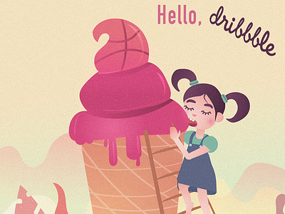 Hello Dribbble ice cream little girl sweet