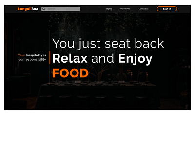BangaliAna hospitality service adobe adobe xd delivery website food weebsite graphic design hero section hero ui design minimal ui design modern design new design recent design recent ui design restaurant website design simple design ui ui design ui design adobe xd ui section design xd design