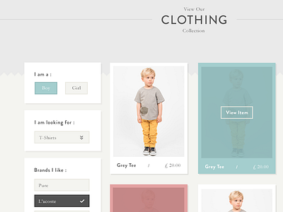 Product List & Filter Options category clothing ecommerce filter list product shop thumbnail type typography ui web