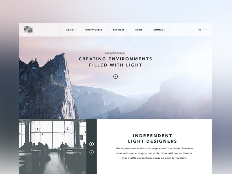 Home page with Panel Slideshow ui web design photography website typography minimal clean landscape