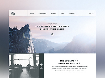 Home page with Panel Slideshow clean design landscape minimal photography typography ui web website