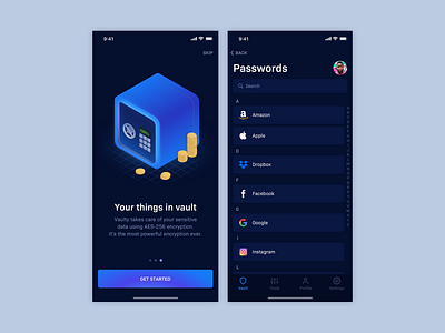 Password Manager - Onboarding & Passwords app application cta design dribbble illustration ios manager password password manager ui ux vault vector