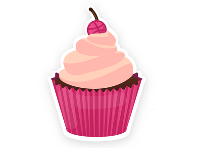 Dribbble on Top cherry on top cupcake dribbble illustrator sticker