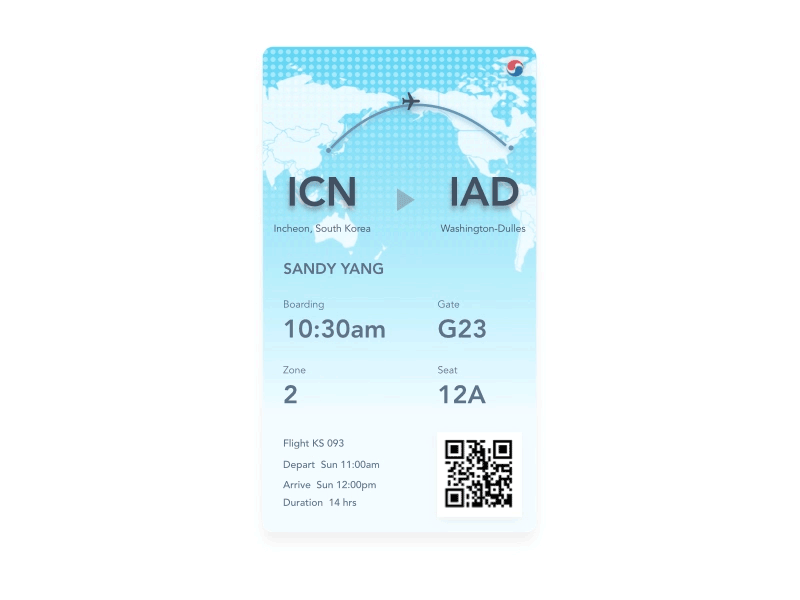 Daily UI Challenge #024: Boarding Pass 100 day ui challenge boarding pass daily ui gif keynote korean air mobile photoshop ui ux