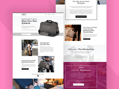 Pakt Bag landing page concept