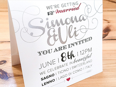 Wedding Card hot foil stamping special print typography