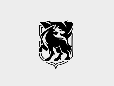 Wolf sketch animal blackwhite icon logo shield