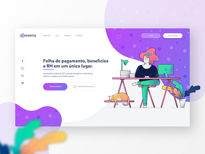 Convenia Homepage branding design hr software illustration landing page sketchapp vector website