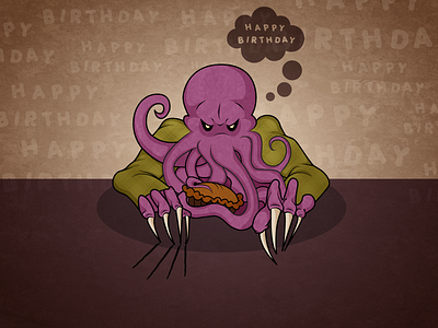 Monsters have birthdays birthday cartoon illustration monster
