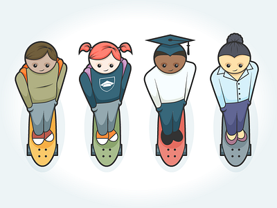 Students on skateboards