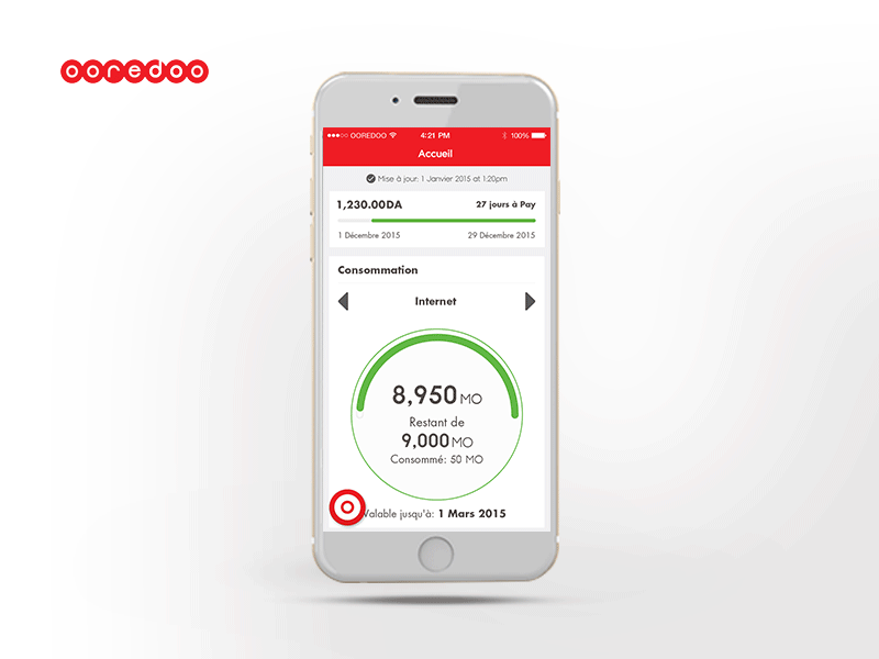 Ooredoo screens transition material design mobile app ooredoo transition ui ux