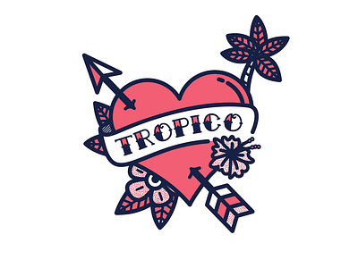 Amor por el Tropico beach brand caribean diseño españa flores iconos ilustración logo tema logotipe love plano tropics vector vectores venezuela