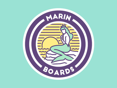 Logo para Marin Boards board branding diseño españa flat icons ilustración logo logo 2d marin plano sea siren sirena skate logo sun surf logo vector venezuela