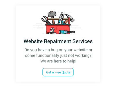 At your service bug call to action form javascript repair service tools website