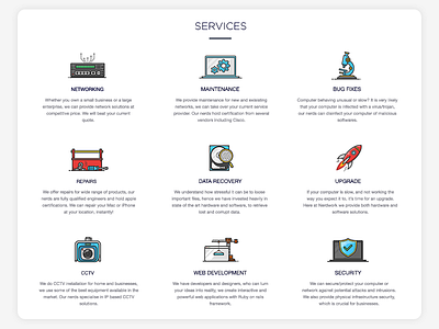 Services icons landing page services web design